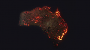 Una foto dall'altro dove possiamo vedere i vari incendi diffusi in Australia